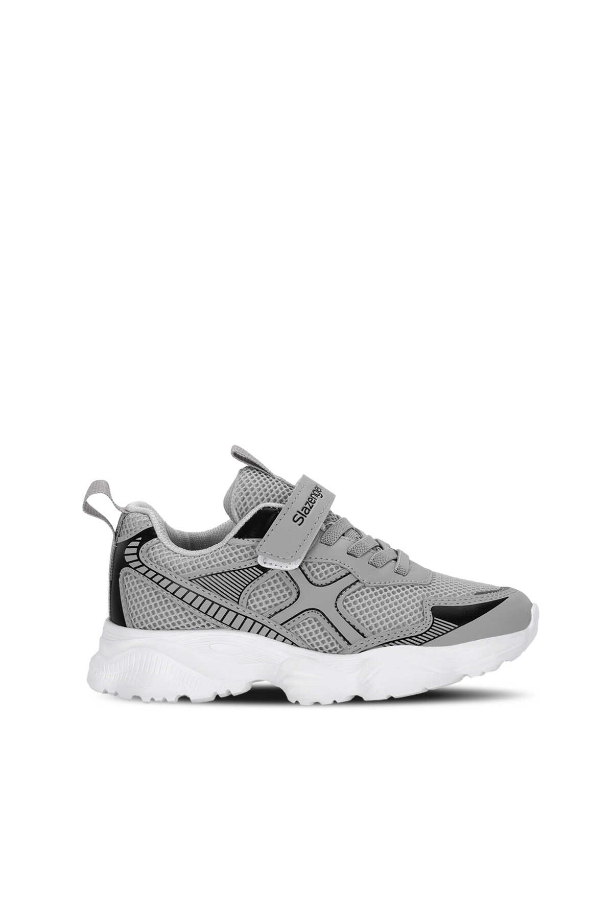 Slazenger - Slazenger FIZZY Unisex Çocuk Cırt Cırtlı Gri / Siyah Günlük Spor Ayakkabısı