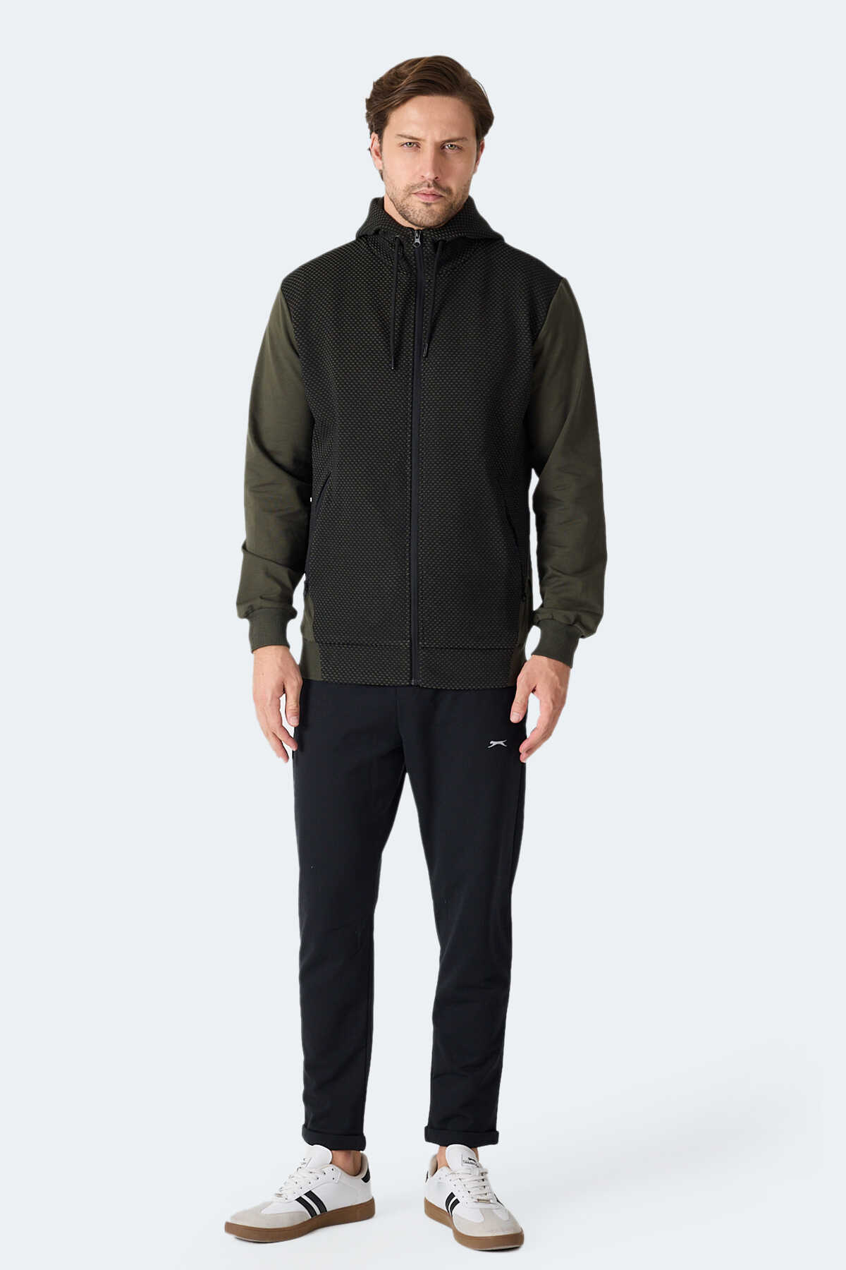 Slazenger FLAME Erkek Kapüşonlu Cepli Haki Sweatshırt Slazenger FLAME Erkek Kapüşonlu Cepli Haki Sweatshırt