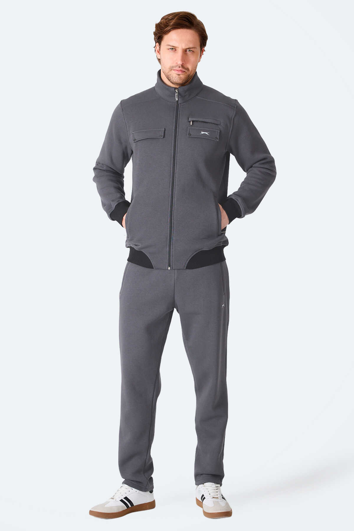 Slazenger - Slazenger FLICKER Erkek Koyu Gri Eşofman Takımı