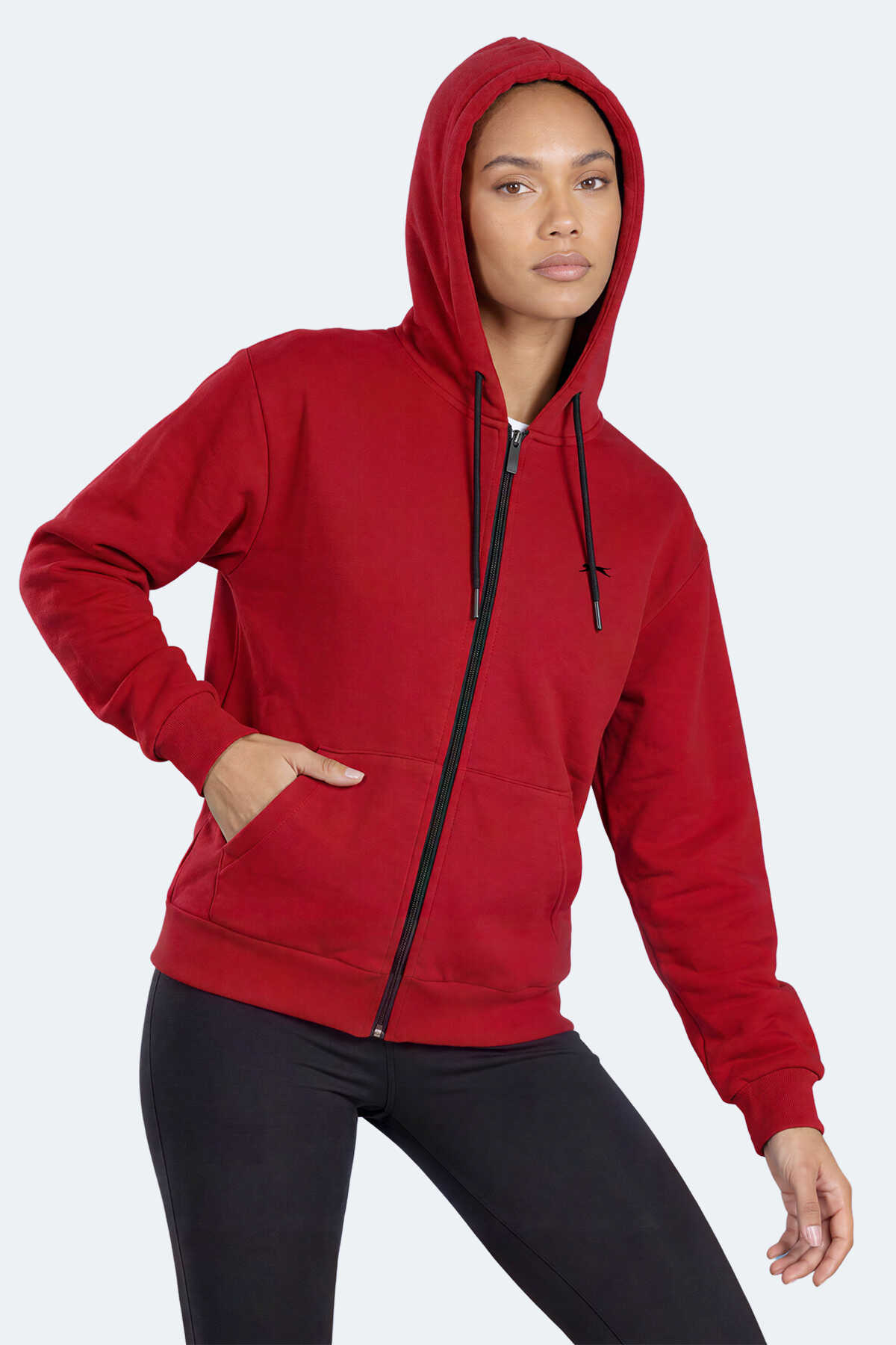 Slazenger FLORES Kadın Kapüşonlu Bordo Sweatshırt (1)