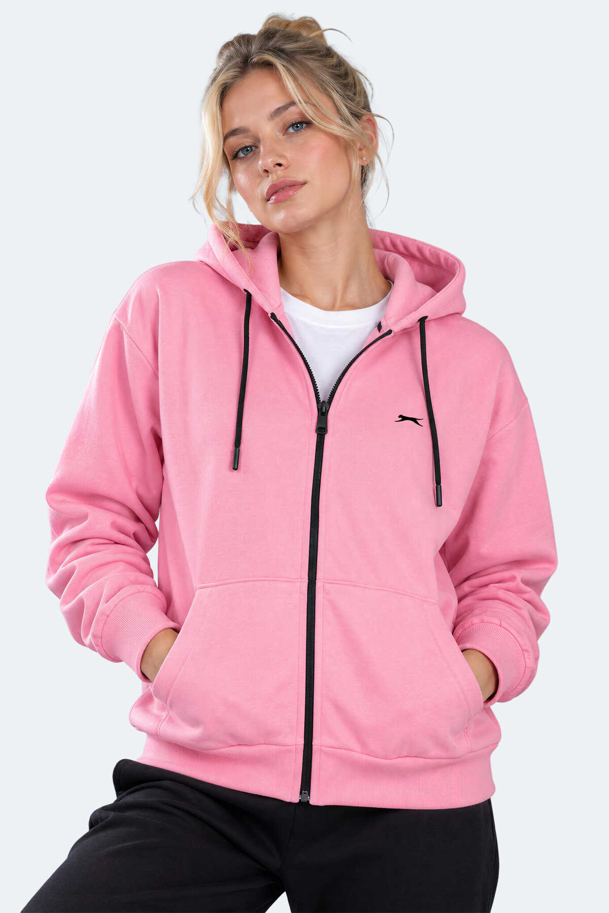 Slazenger - Slazenger FLORES Kadın Kapüşonlu Pembe Sweatshırt