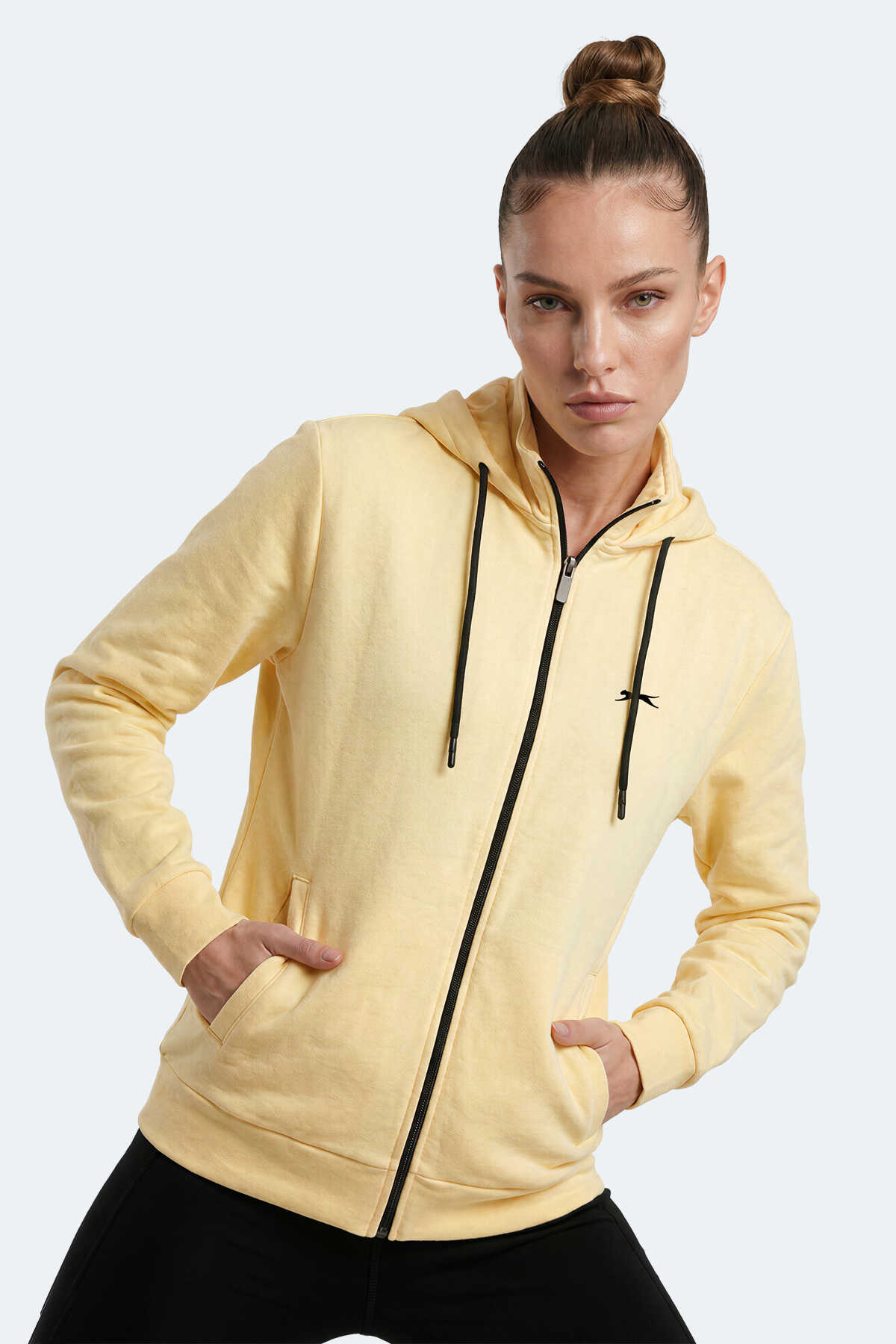 Slazenger - Slazenger FLORES Kadın Kapüşonlu Sarı Sweatshırt