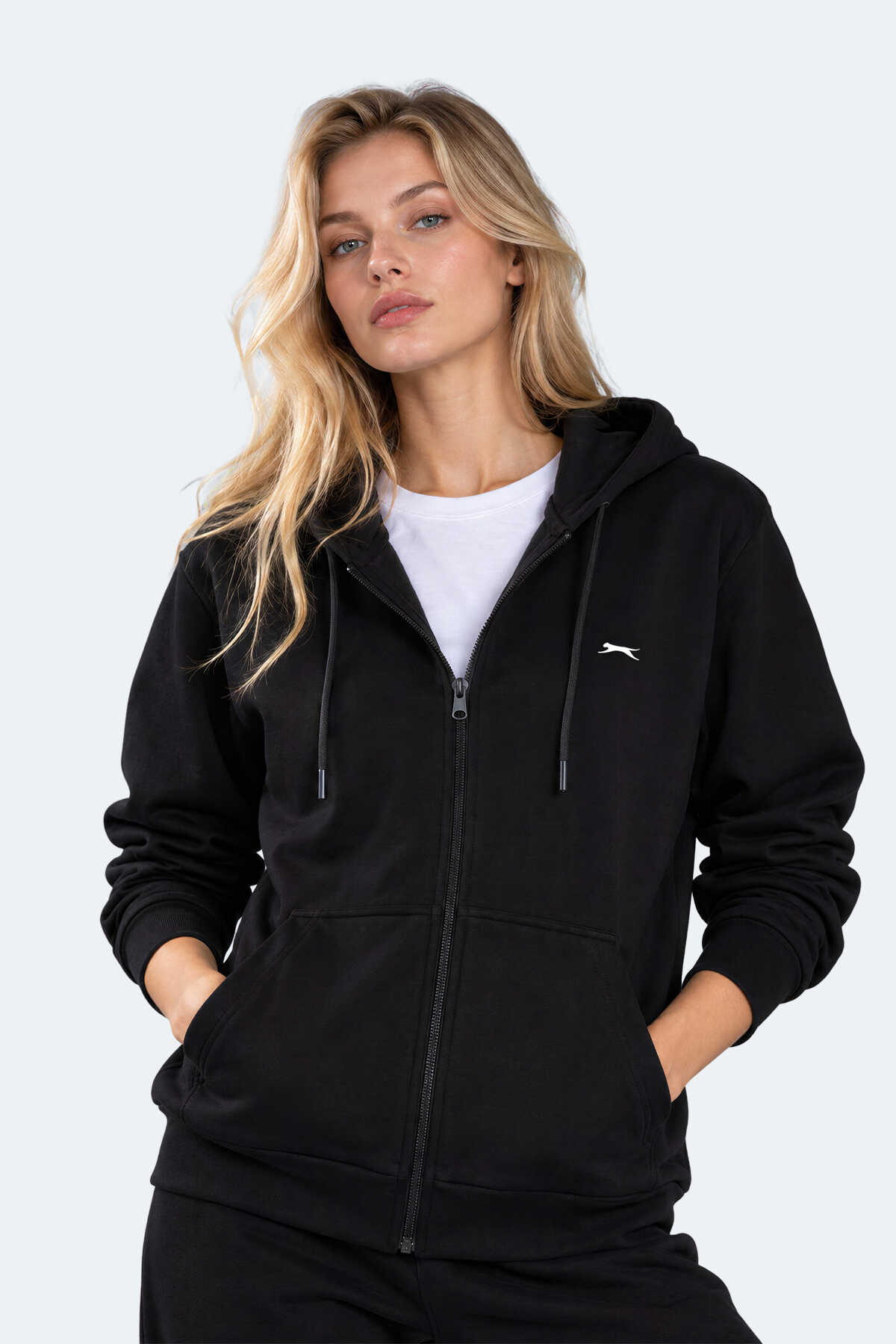 Slazenger - Slazenger FLORES Kadın Kapüşonlu Siyah Sweatshırt