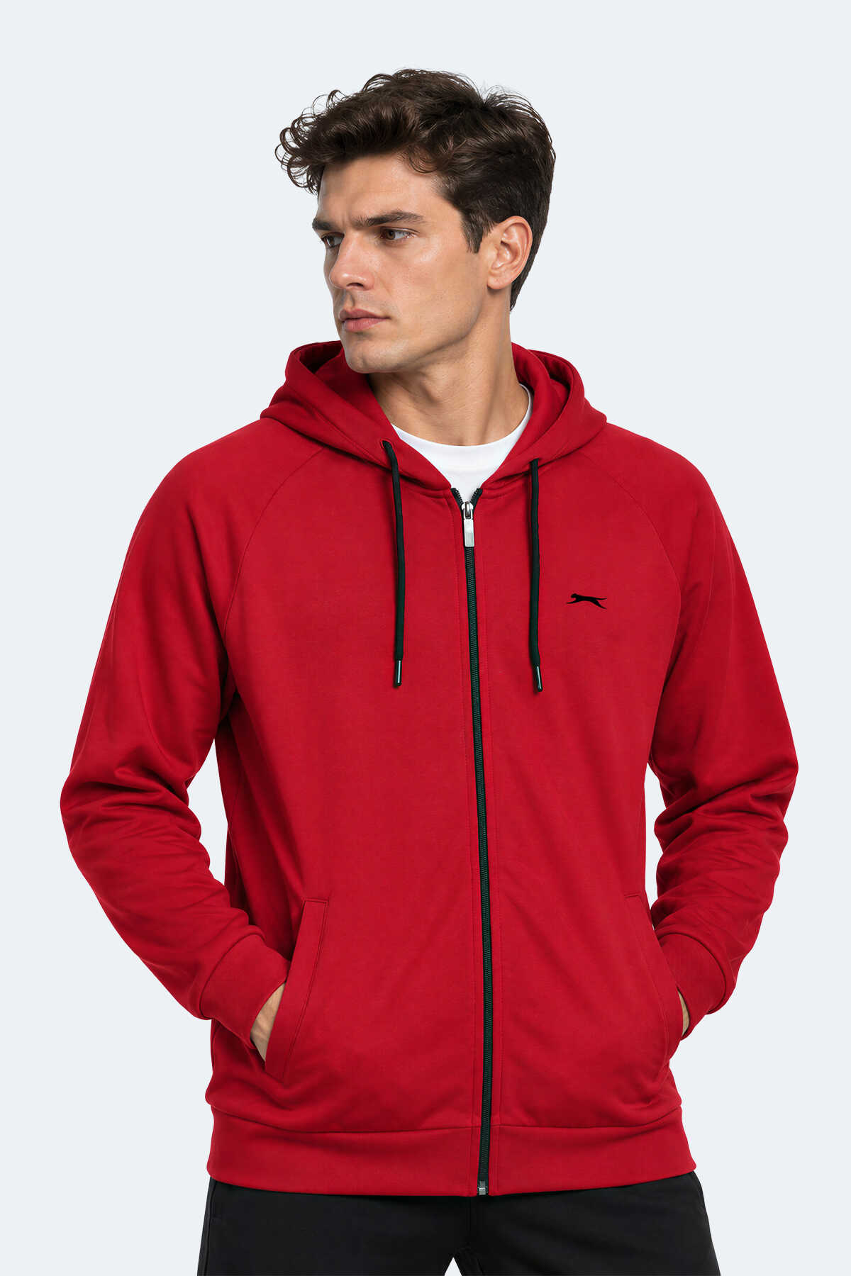 Slazenger - Slazenger FREEWILL Erkek Kapüşonlu Cepli Bordo Sweatshırt