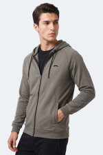 Slazenger - Slazenger FREEWILL Erkek Kapüşonlu Cepli Haki Sweatshırt
