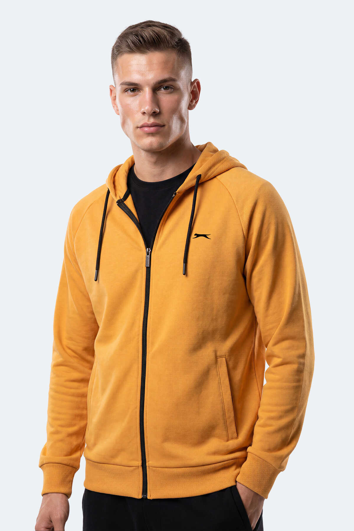 Slazenger - Slazenger FREEWILL Erkek Kapüşonlu Cepli Hardal Sweatshırt