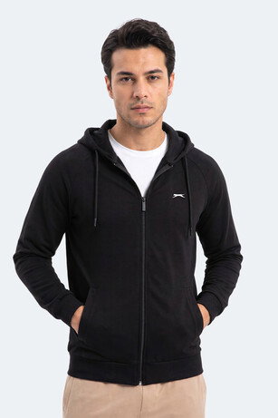 Slazenger FREEWILL Erkek Kapüşonlu Cepli Siyah Sweatshırt