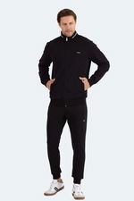 Slazenger - Slazenger FROZEN Erkek Dik Yaka Fermuarlı Siyah Eşofman Takımı