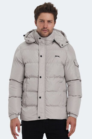 Slazenger GALAL Erkek Kapüşonlu Şişme Bej Mont & Kaban 