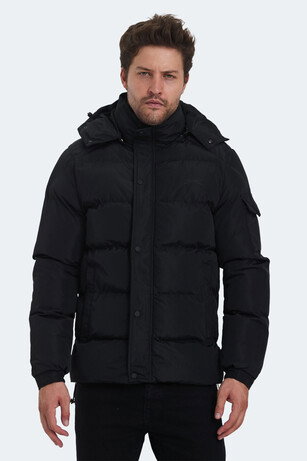 Slazenger GALAL Erkek Kapüşonlu Şişme Siyah Mont & Kaban 