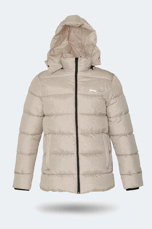 Slazenger GANEA IN Büyük Beden Erkek Kapüşonlu Şişme Bej Mont & Kaban 