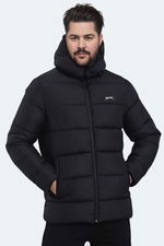 Slazenger - Slazenger GANEA IN Büyük Beden Erkek Kapüşonlu Şişme Siyah Mont & Kaban