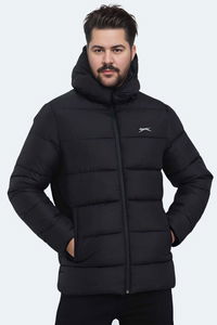 Slazenger - Slazenger GANEA IN Büyük Beden Erkek Kapüşonlu Şişme Siyah Mont & Kaban