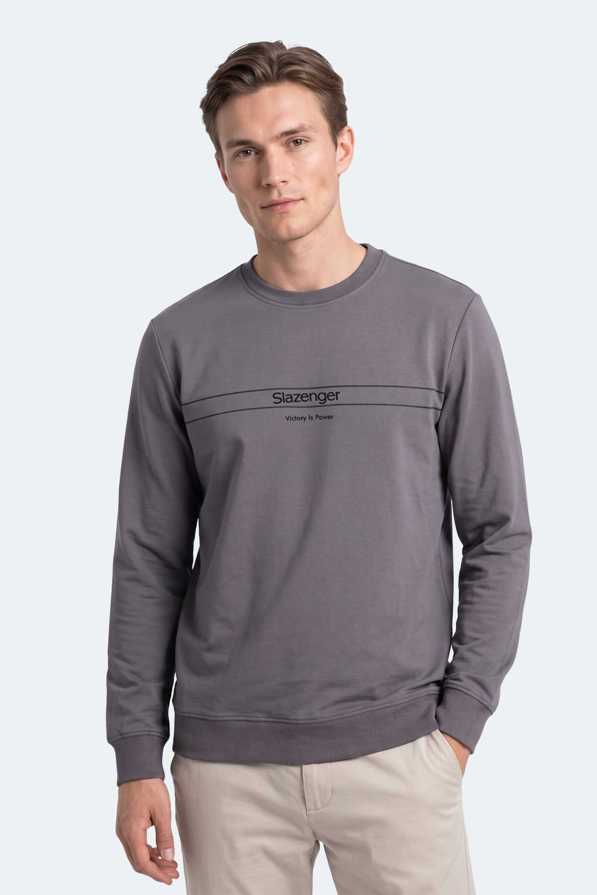 Slazenger - Slazenger GARRET Erkek Koyu Gri Sweatshırt