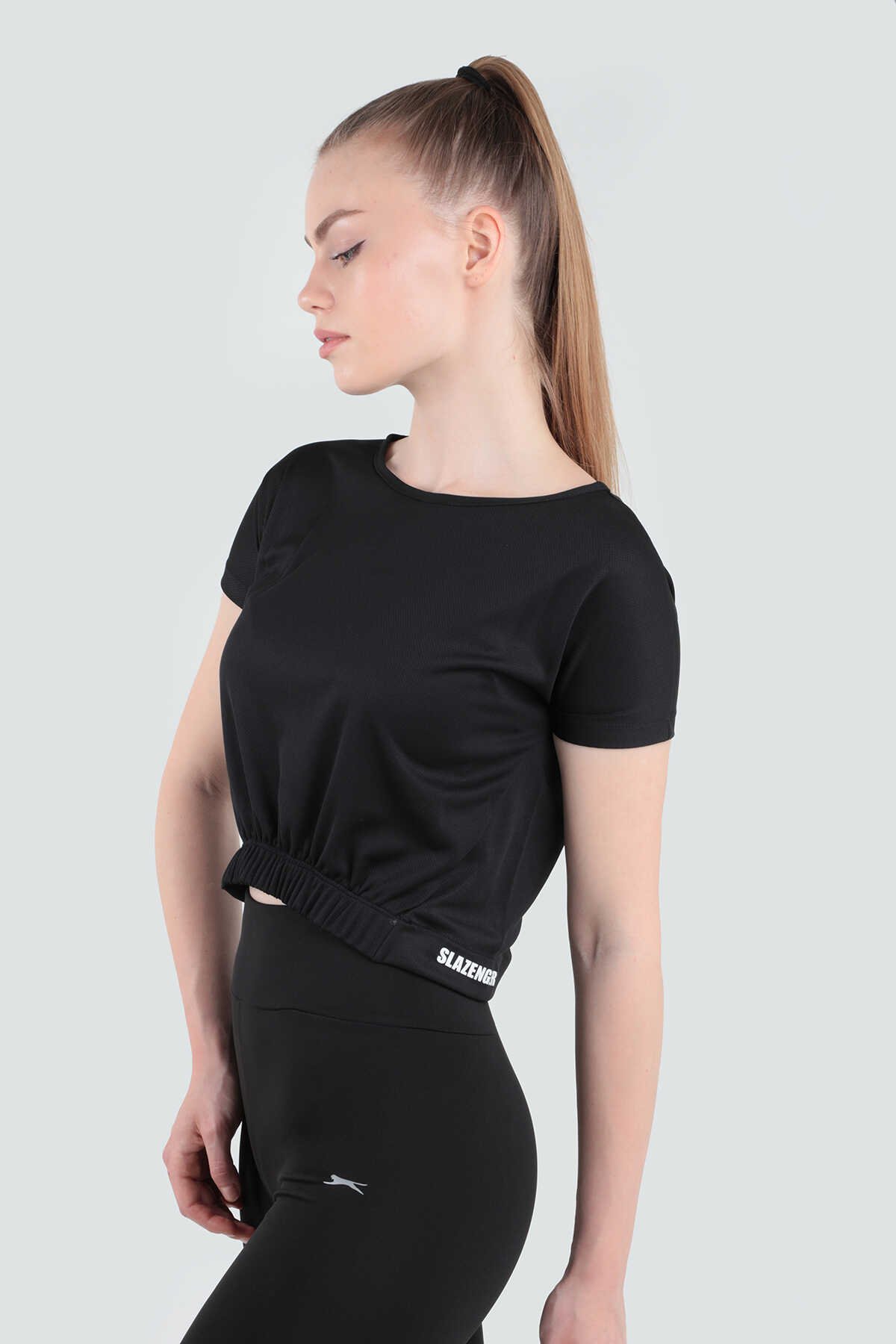 Slazenger - Slazenger GERSHOM Kadın Fitness T-Shirt Siyah