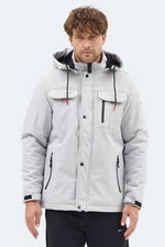 Slazenger - Slazenger GLEAM Erkek Kapüşonlu Taş Gri Mont & Kaban