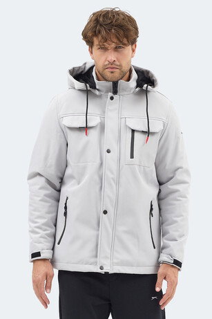 Slazenger GLEAM Erkek Kapüşonlu Taş Gri Mont & Kaban 