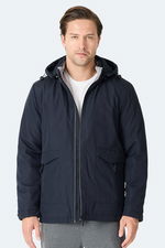 Slazenger - Slazenger GRAVEL Erkek Kapüşonlu Lacivert Mont & Kaban