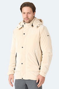 Slazenger - Slazenger GRIM Erkek Çıkarılabilir Kapüşonlu Bej Mont & Kaban