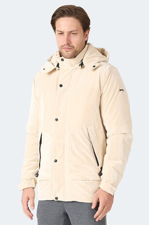 Slazenger GRIM Erkek Çıkarılabilir Kapüşonlu Bej Mont & Kaban
