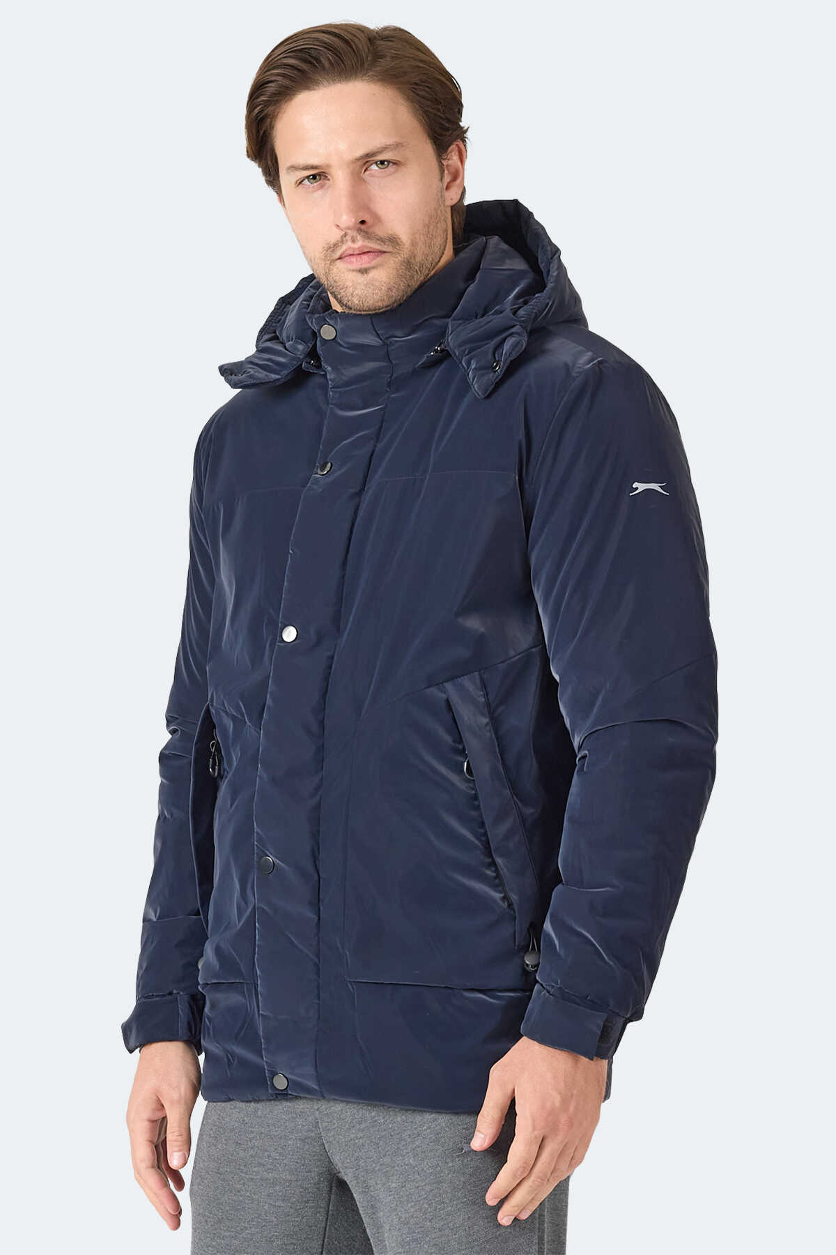 Slazenger - Slazenger GRIM Erkek Çıkarılabilir Kapişonlu Lacivert Mont & Kaban
