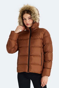 Slazenger - Slazenger GUEST Kadın Kapüşonlu Şişme Taba Mont & Kaban Slazenger - Slazenger GUEST Kadın Kapüşonlu Şişme Taba Mont & Kaban