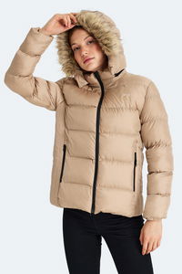 Slazenger - Slazenger GUEST Kadın Kapüşonlu Şişme Vizon Mont & Kaban Slazenger - Slazenger GUEST Kadın Kapüşonlu Şişme Vizon Mont & Kaban