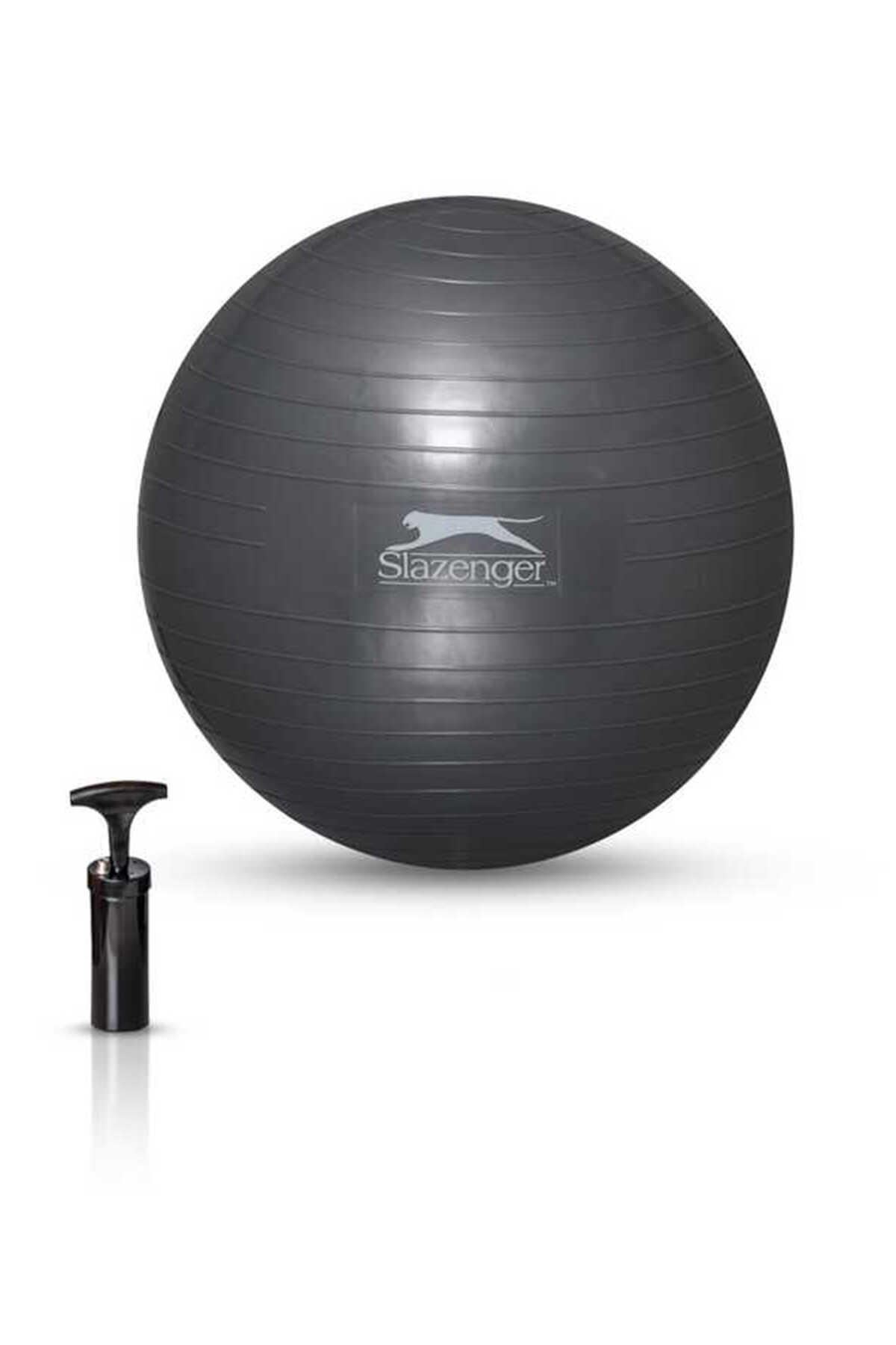 Slazenger - Slazenger Gymball 55 cm (Pompa Dahildir) Unisex Gri Pilates Topu