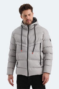 Slazenger - Slazenger HAIFA IN Erkek Kapüşonlu Şişme Taş Gri Mont & Kaban