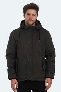 Slazenger - Slazenger HALLE IN Erkek Kapüşonlu Haki Mont & Kaban