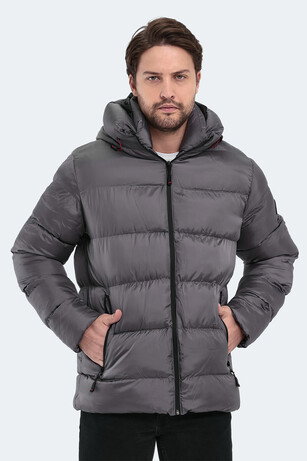 Slazenger HANK Erkek Kapüşonlu Şişme Koyu Gri Mont & Kaban 