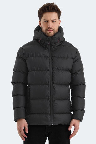 Slazenger HANK Erkek Kapüşonlu Şişme Siyah Mont & Kaban 