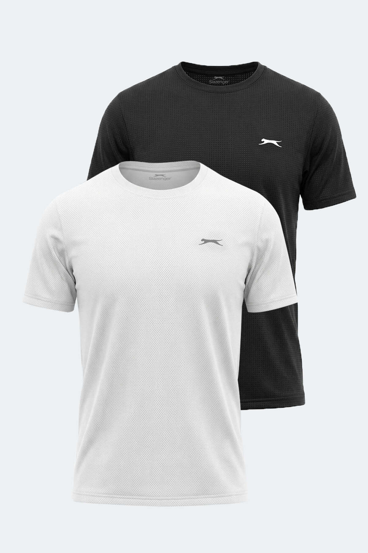 Slazenger - Slazenger HARDFLEX 2 Lİ SET Erkek Beyaz - Siyah Tişört