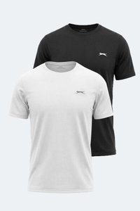 Slazenger - Slazenger HARDFLEX 2 Lİ SET Erkek Beyaz - Siyah Tişört