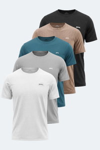 Slazenger - Slazenger HARDFLEX 5 Lİ SET Erkek Siyah - Beyaz - Gri - Vizon - Petrol Tişört