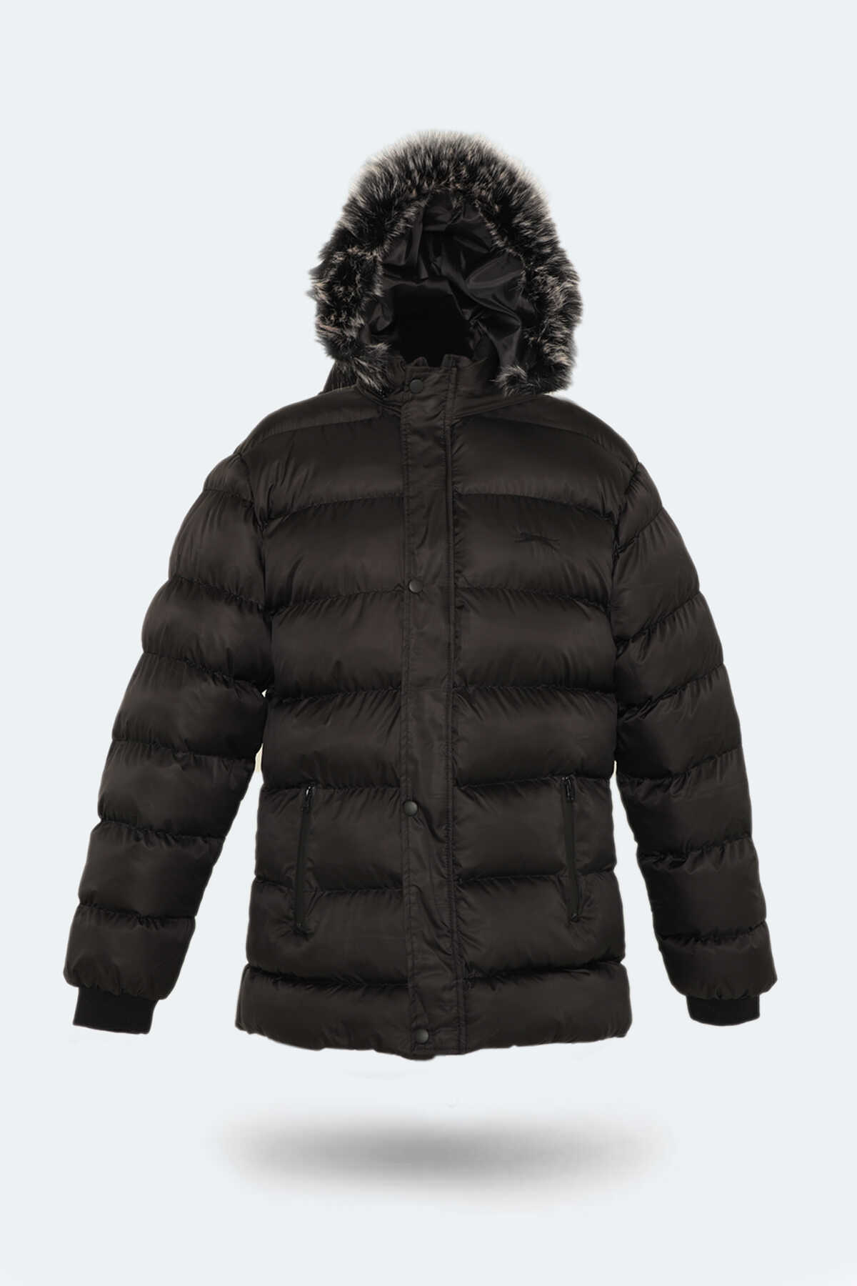 Slazenger HARSHALL Büyük Beden Erkek Kapüşonlu Şişme Siyah Mont & Kaban - 2