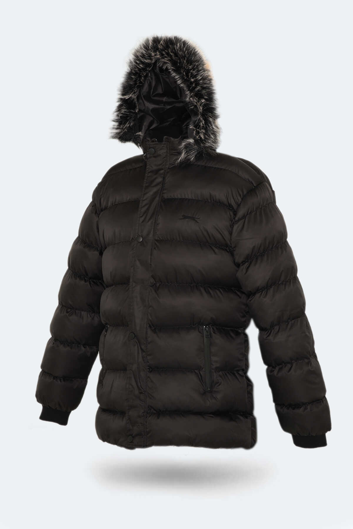 Slazenger HARSHALL Büyük Beden Erkek Kapüşonlu Şişme Siyah Mont & Kaban - 3