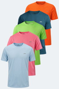 Slazenger - Slazenger HAUNTED 5 Lİ SET Erkek Neon Pembe - Neon Turuncu - Açık Mavi - Petrol - Neon Yeşil Tişört