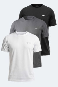 Slazenger - Slazenger HAUNTED I 3 LÜ SET Erkek Beyaz - Siyah - Koyu Gri Tişört