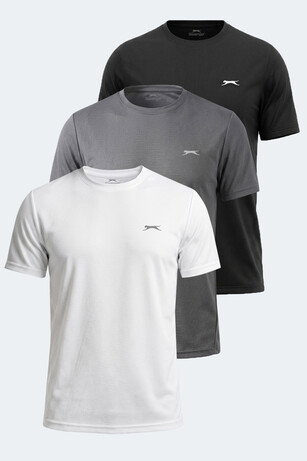 Slazenger HAUNTED I 3 LÜ SET Erkek Beyaz - Siyah - Koyu Gri Tişört