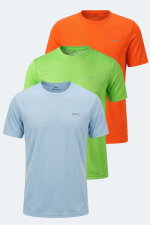 Slazenger - Slazenger HAUNTED I 3 LÜ SET Erkek Neon Yeşil - Neon Turuncu - Açık Mavi Tişört