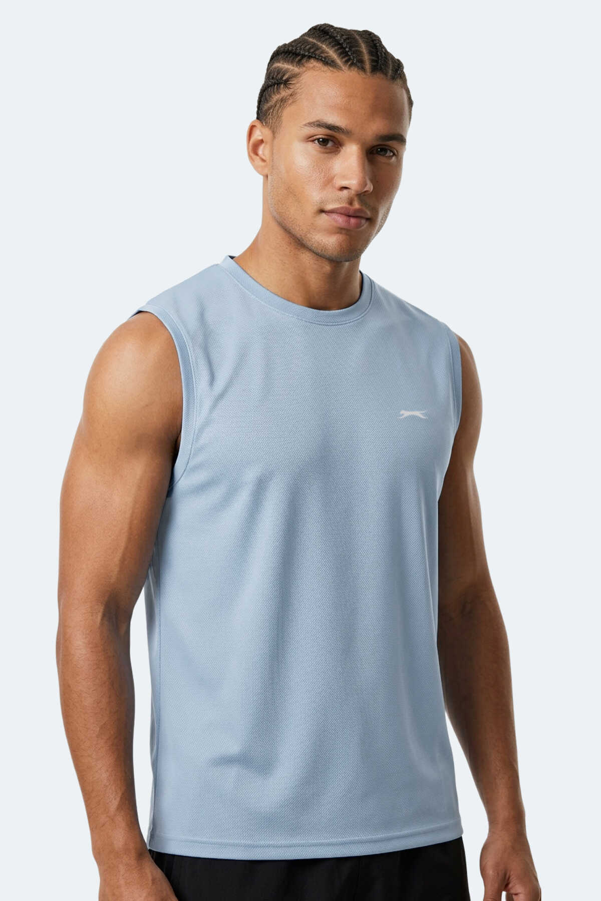 Slazenger - Slazenger HAZZAR I Erkek Kolsuz Açık Mavi Tişört