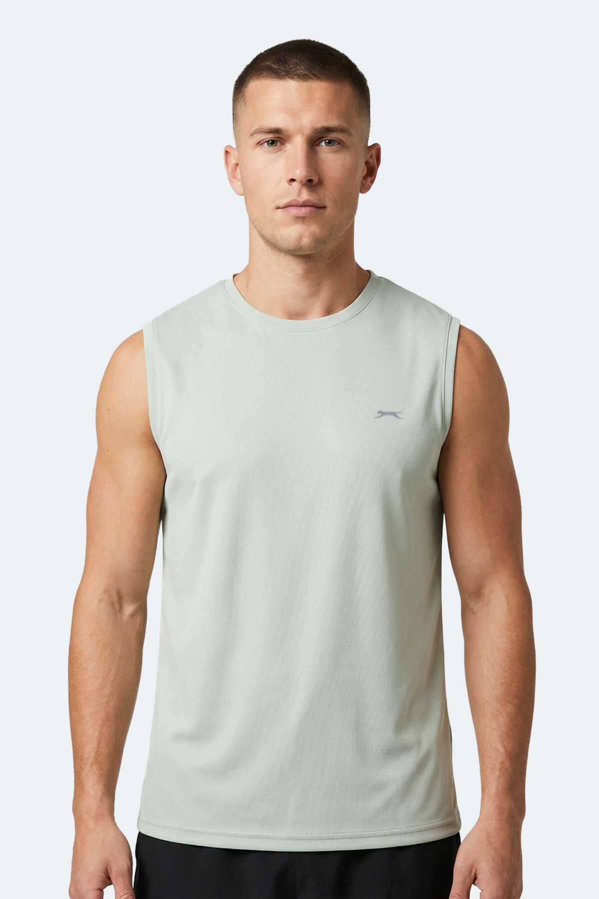 Slazenger - Slazenger HAZZAR I Erkek Kolsuz Açık Yeşil Tişört