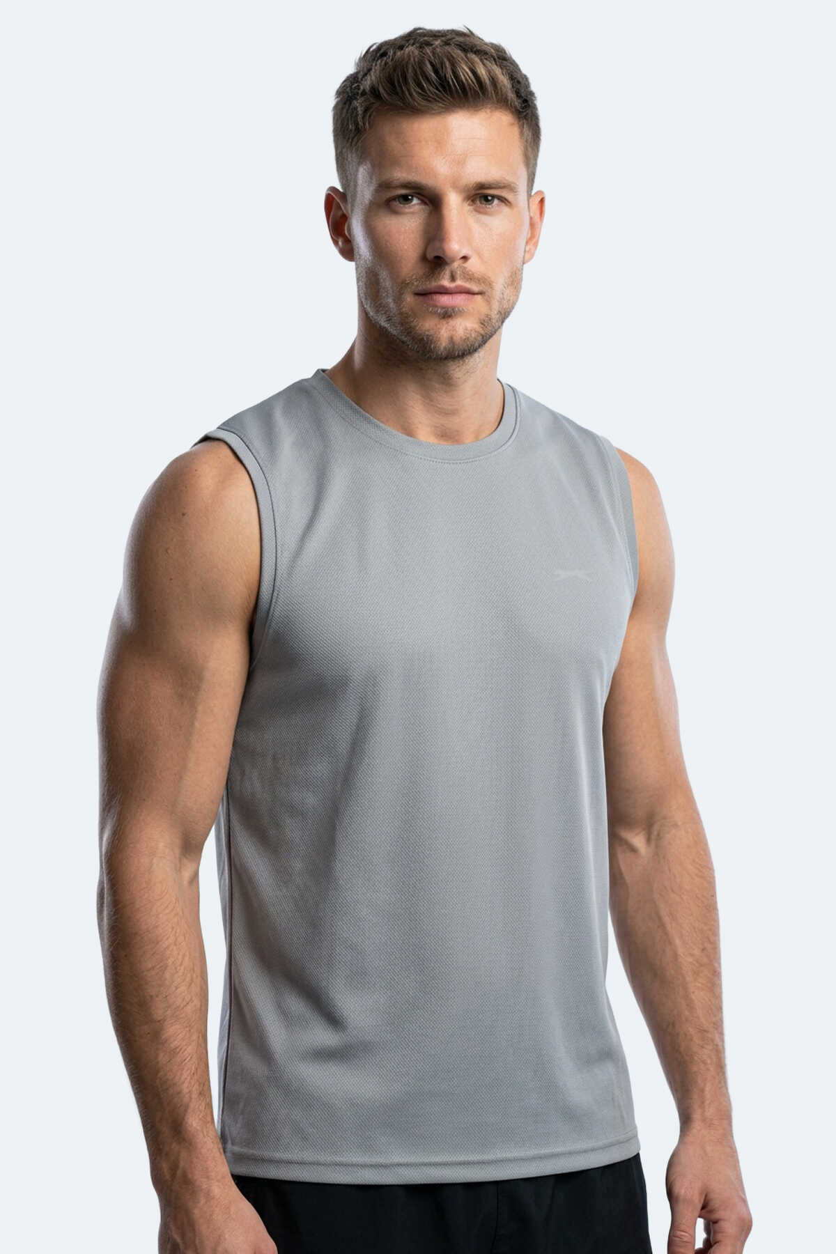 Slazenger - Slazenger HAZZAR I Erkek Kolsuz Gümüş Tişört