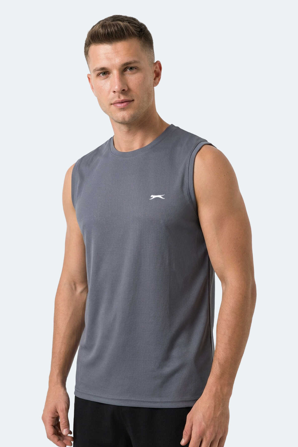 Slazenger - Slazenger HAZZAR I Erkek Kolsuz Koyu Gri Tişört