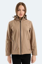 Slazenger - Slazenger HEAT CONTROL Kadın Çıkarılabilir Kapüşonlu Bej Mont & Kaban