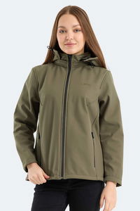 Slazenger - Slazenger HEAT CONTROL Kadın Çıkarılabilir Kapüşonlu Haki Mont & Kaban