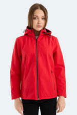Slazenger - Slazenger HEAT CONTROL Kadın Çıkarılabilir Kapüşonlu Kırmızı Mont & Kaban