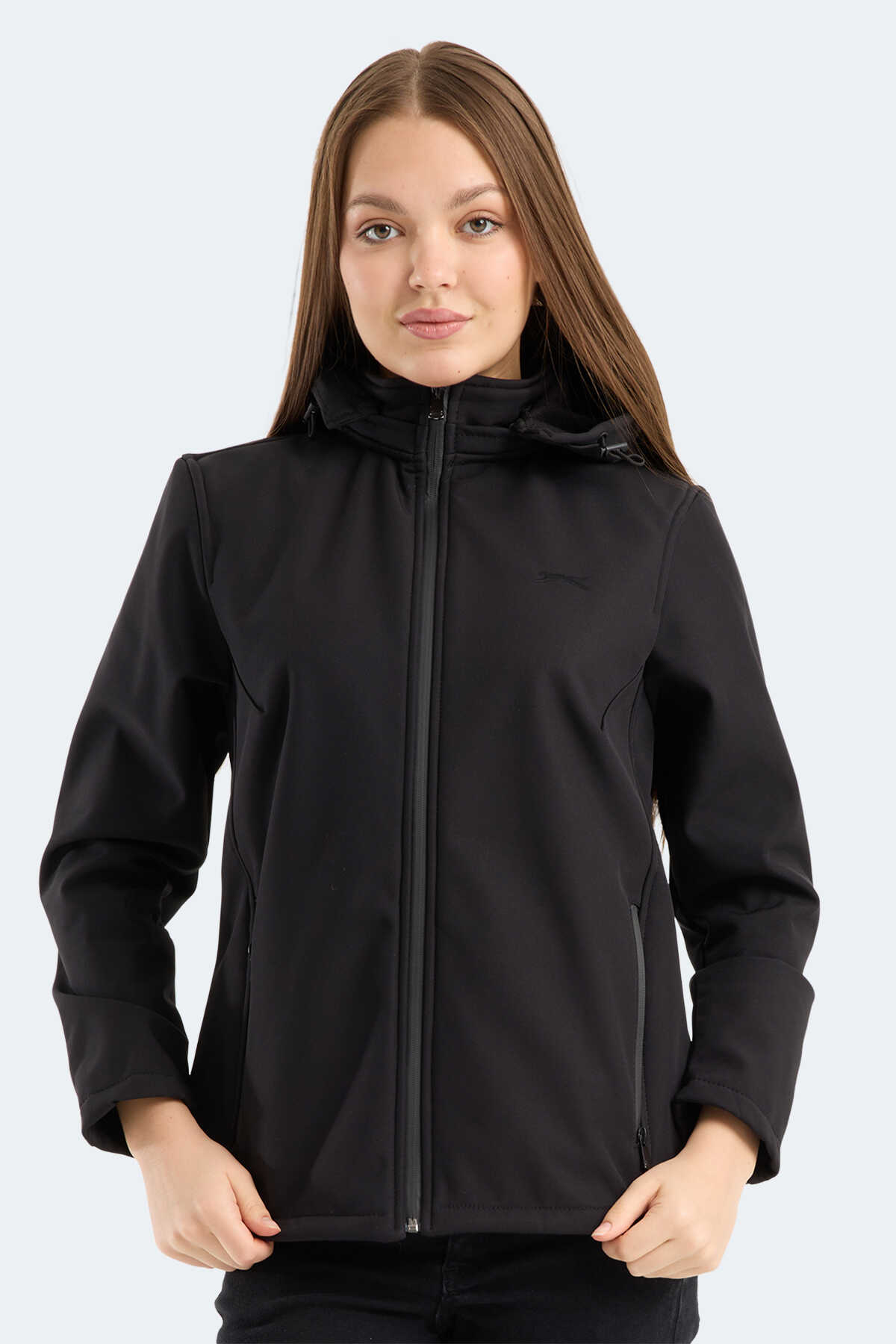 Slazenger - Slazenger HEAT CONTROL Kadın Çıkarılabilir Kapüşonlu Siyah Mont & Kaban