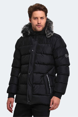 Slazenger HECK Erkek Kapüşonlu Şişme Siyah Mont & Kaban 